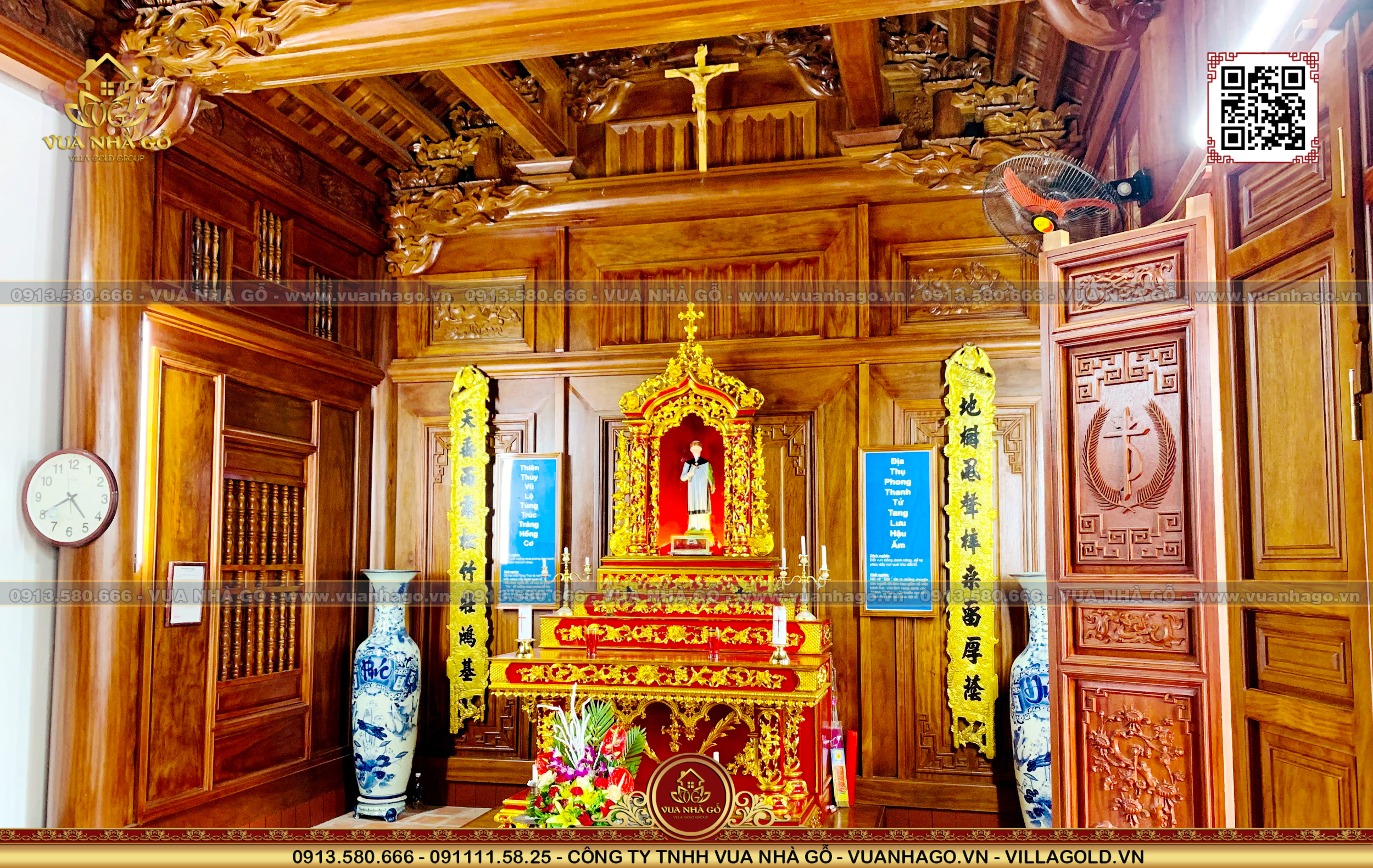 Nội Thất Nhà Gỗ 5 Gian Lim Nam Phi Thánh Tổ Đường