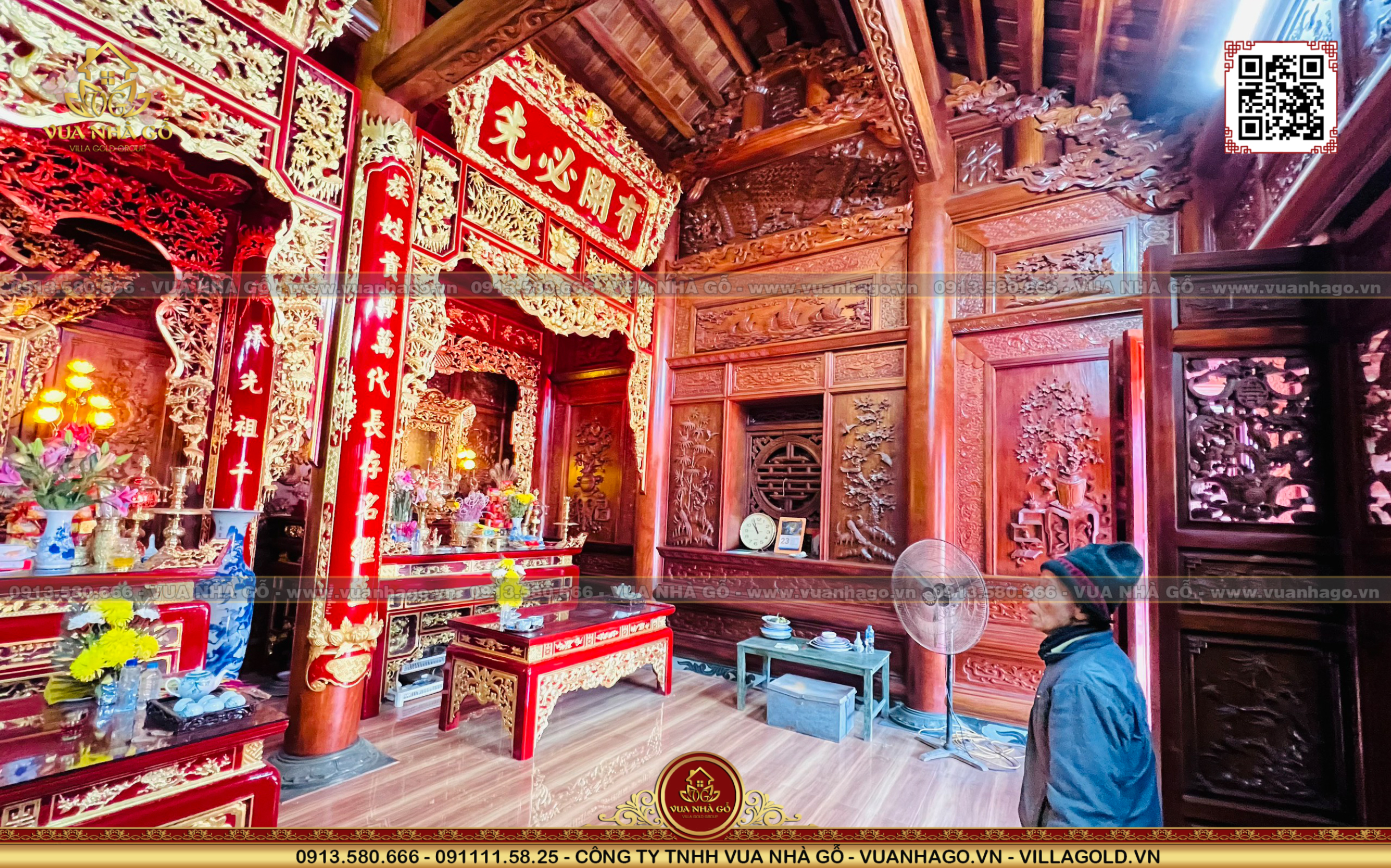 Nội Thất Nhà Gỗ 3 Gian Lim Nam Phi Nhà thờ Họ Nguyễn - Thái Bình